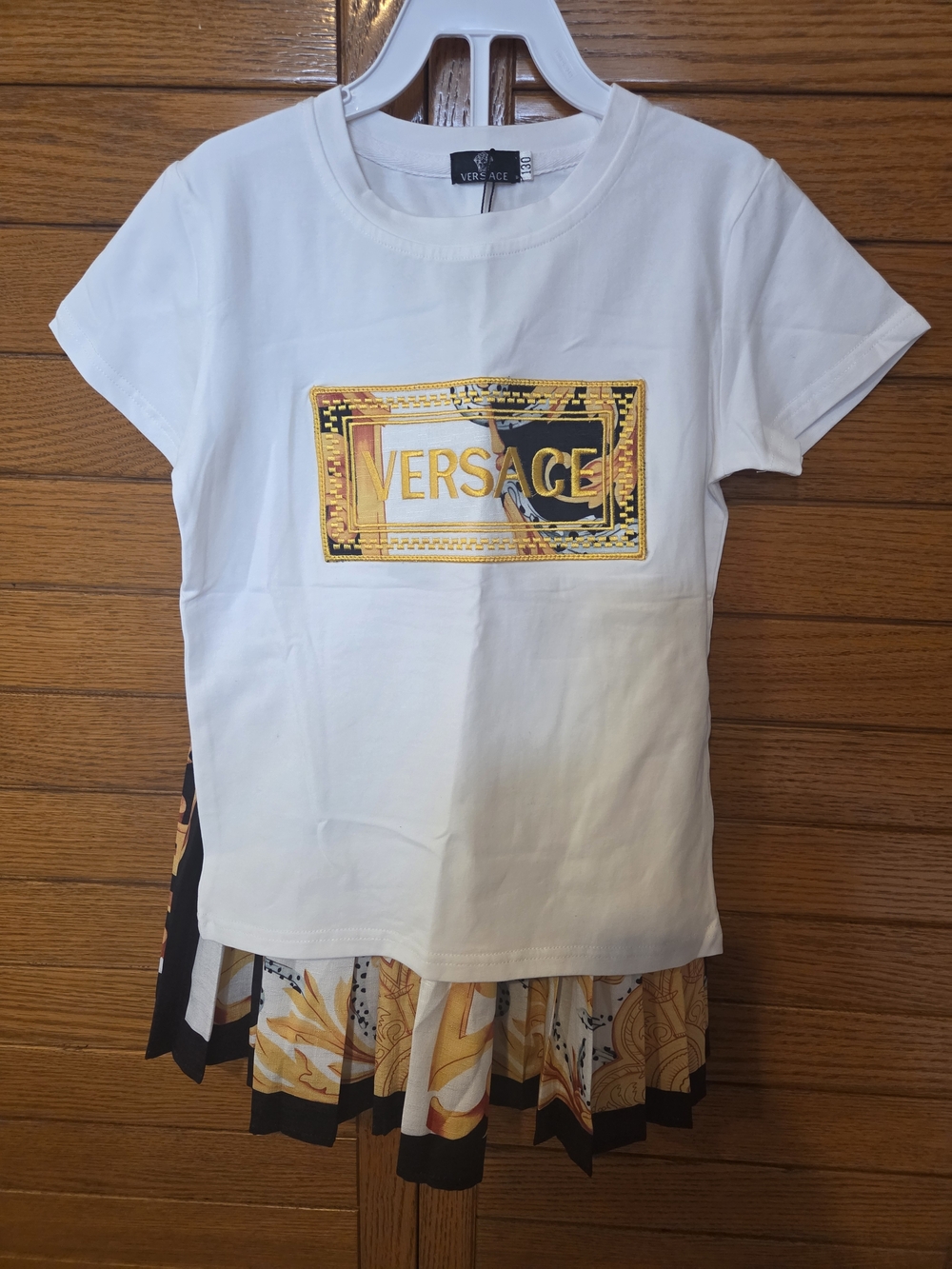 NWTs Beautiful Versace White Girls' Tee with Matching Skirt